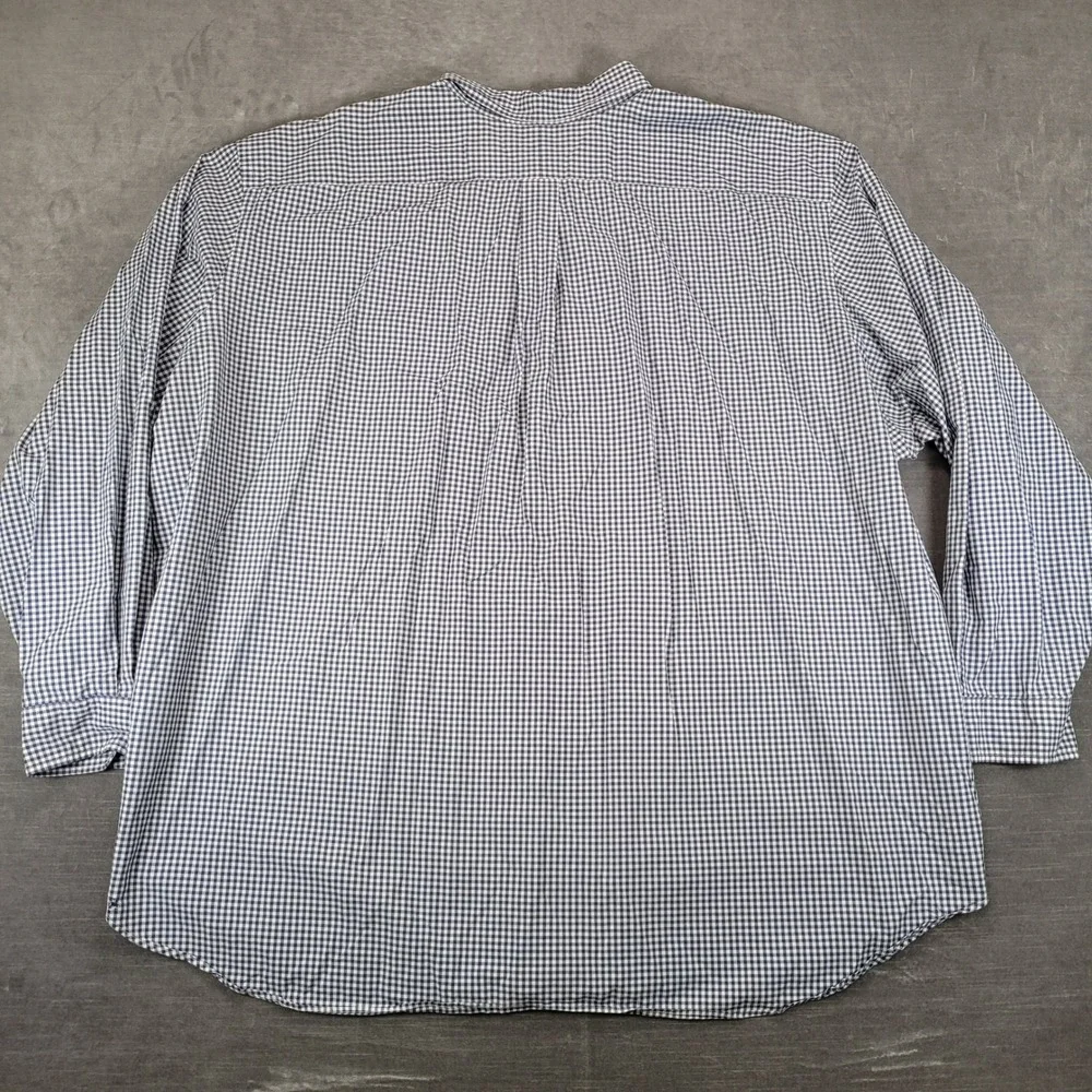Ralph‎ Lauren Y2K Button Up Shirt Mens 4XB Blue Gingham Classic Fit Long Sleeve